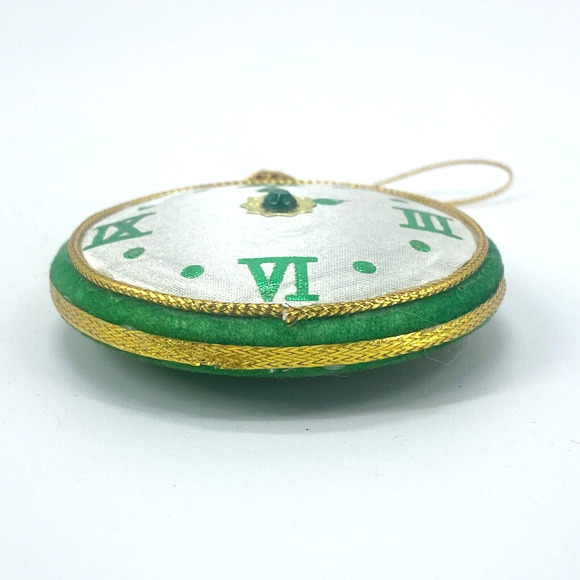 Vintage Frankel Clock Ornaments Red Green Felt 2-1/2 inches - Picture 11 of 15